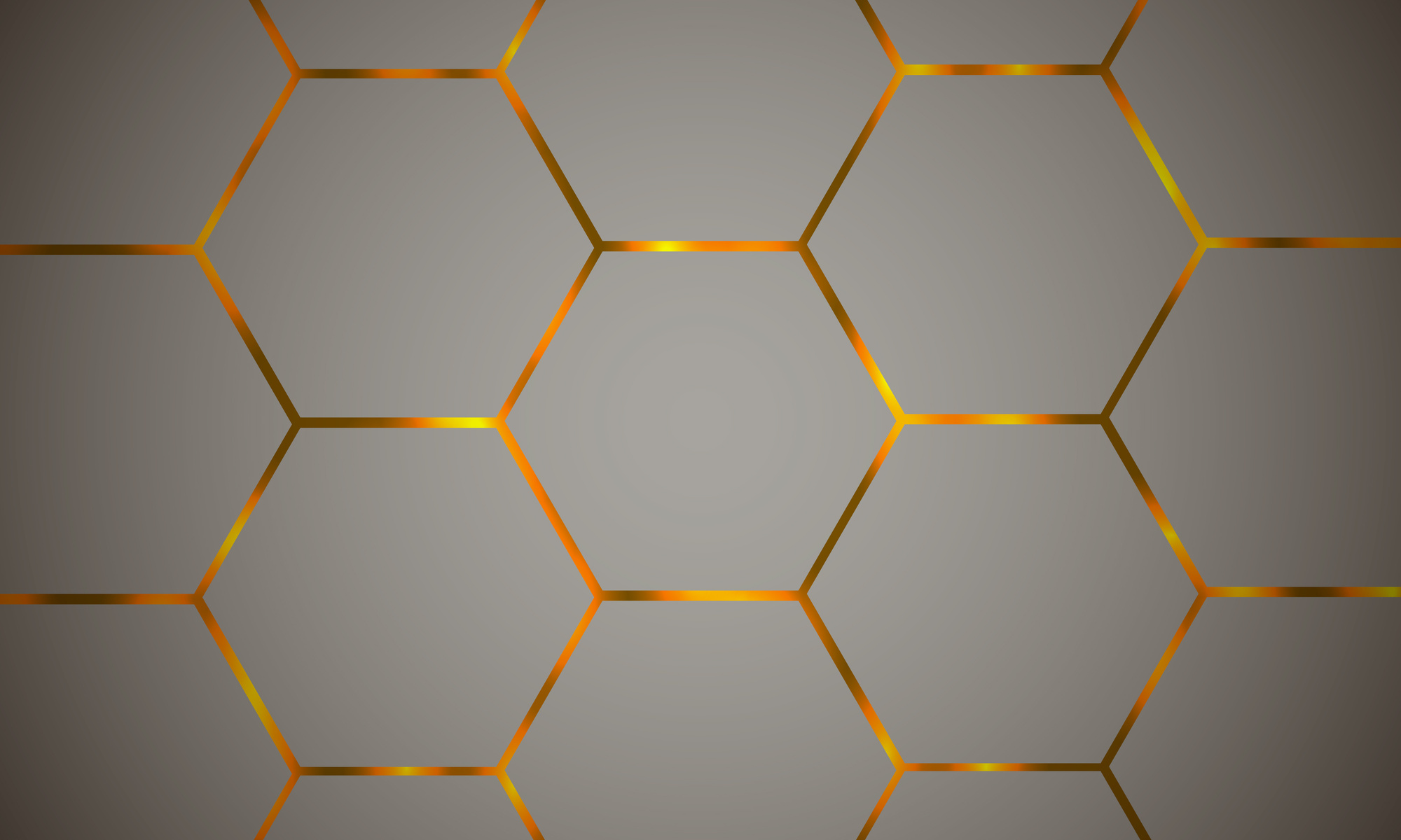 Hexagonal colorful abstract background with orange flashes