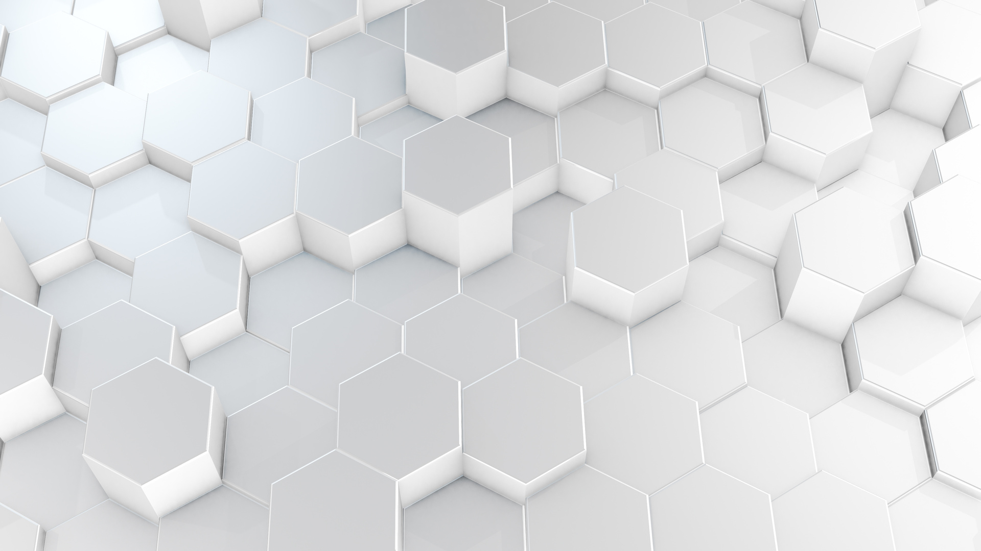 3D rendering of hexagonal geometric white surfaces