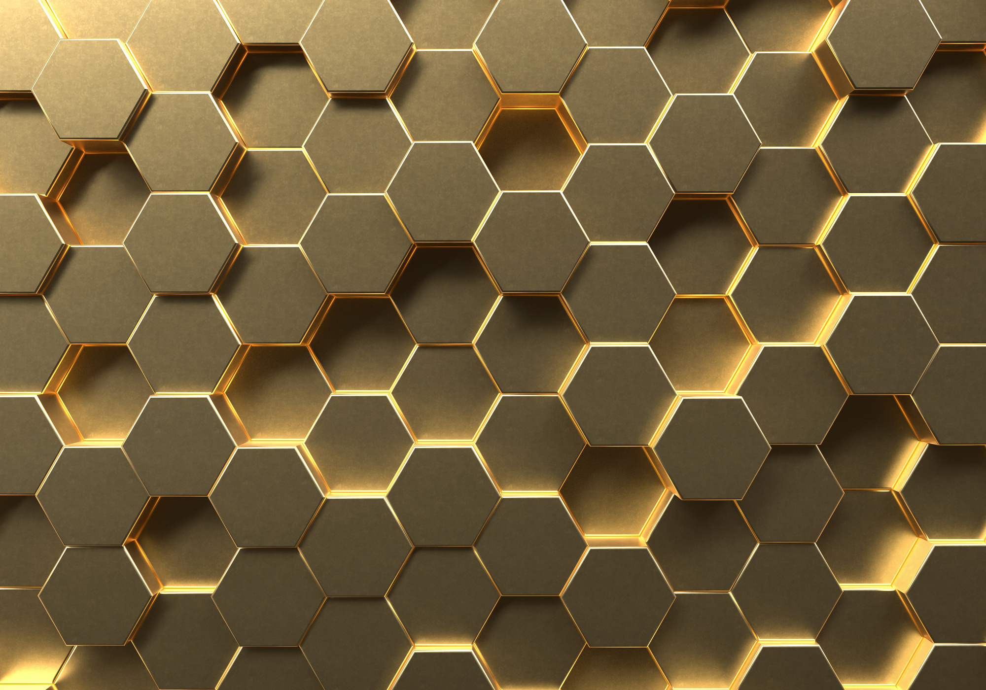 Golden Hexagon Honeycomb Movement Background