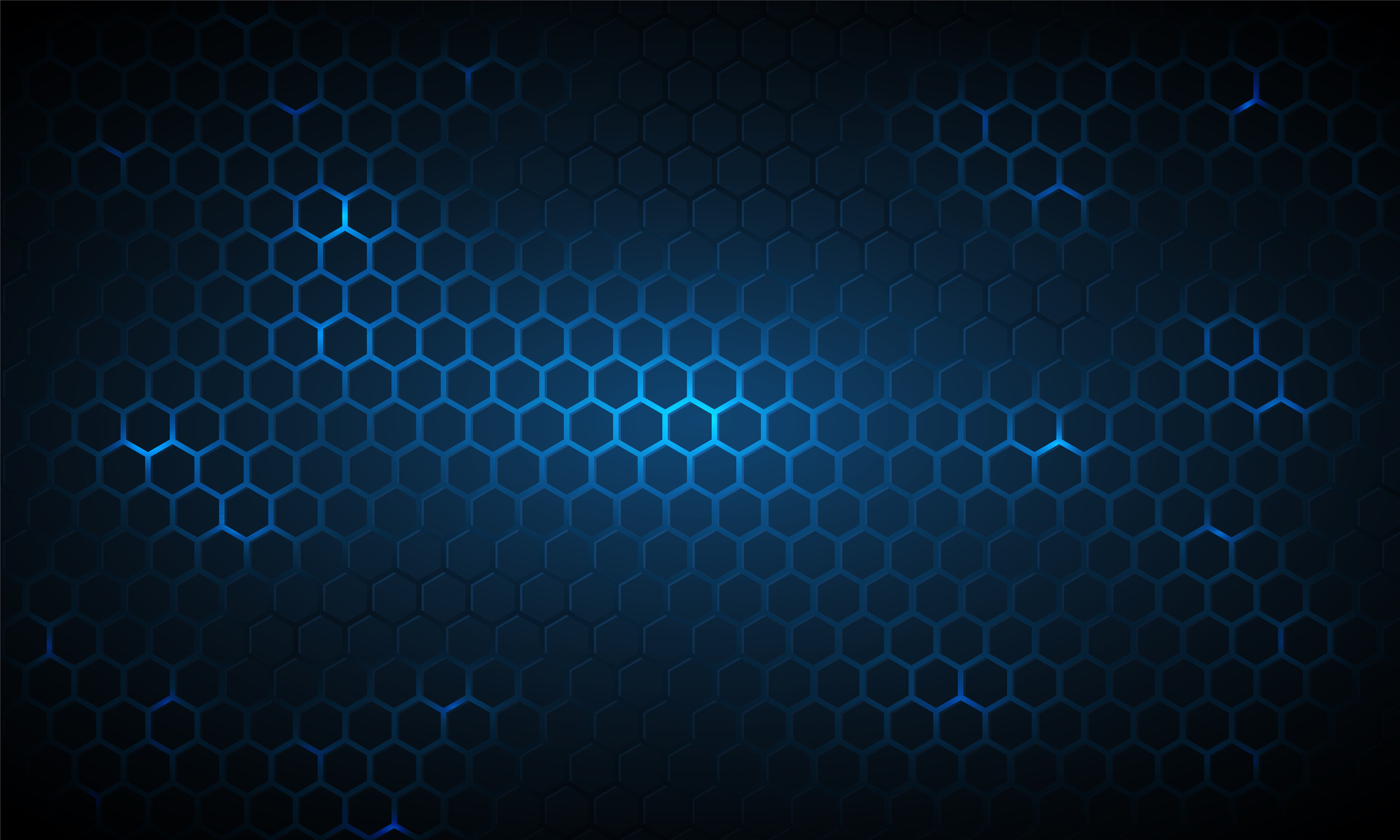 Dark blue technology hexagonal background. Blue honeycomb texture grid.